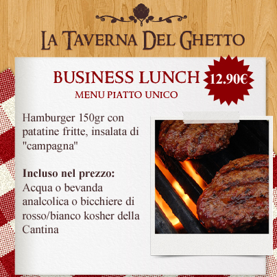 business lunch menù piatto unico Hamburger taverna del ghetto