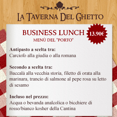 business lunch menù Porto taverna del ghetto