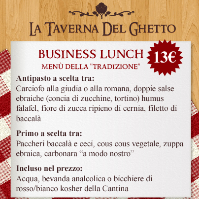 Business lunch menù Tradizione taverna del ghetto
