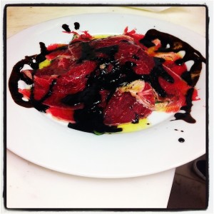 carpaccio rughetta e aceto balsamico taverna del ghetto